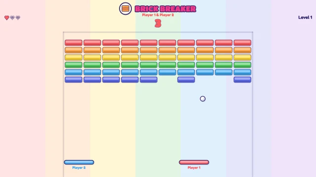 Brick Breaker: Bounce the ball and smash every brick. 3 lives!