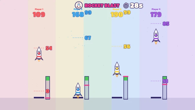 Rocket Blast: Launch at the top of the meter. Highest flight wins!